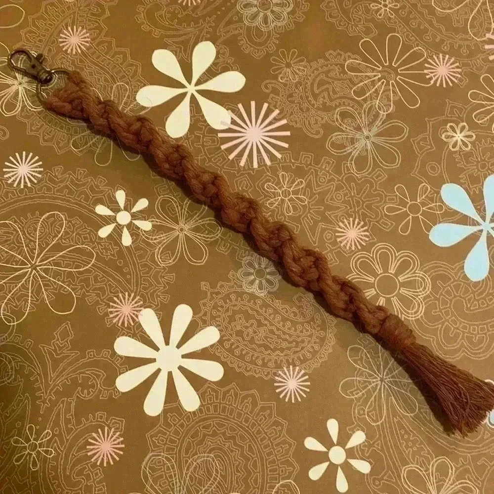 Spiral Macramé Keychain in Burgundy